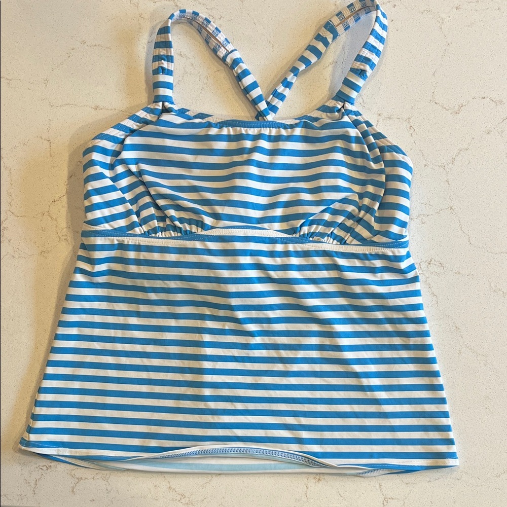 Lands' End Blue and White Striped Bikini Top